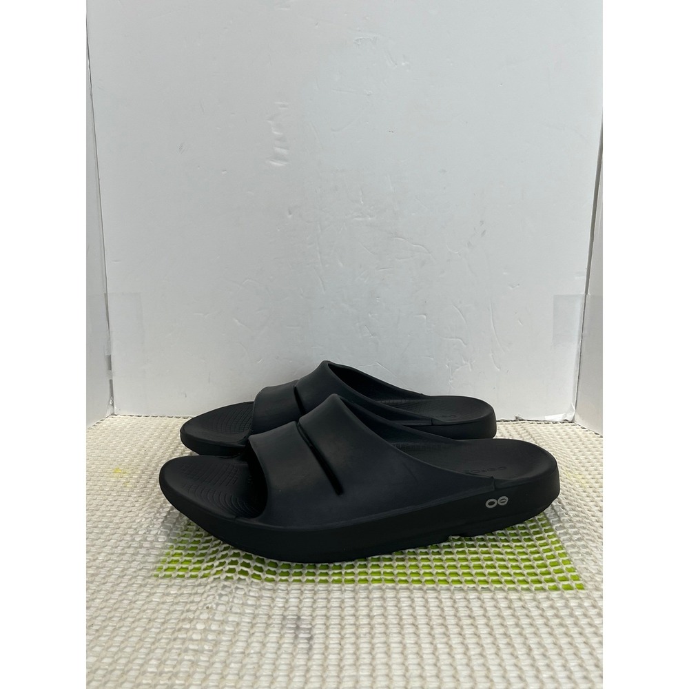 Oofos OOahh Sport Recovery Slides Men's 11 Women's 13 Black Sandals GOOD